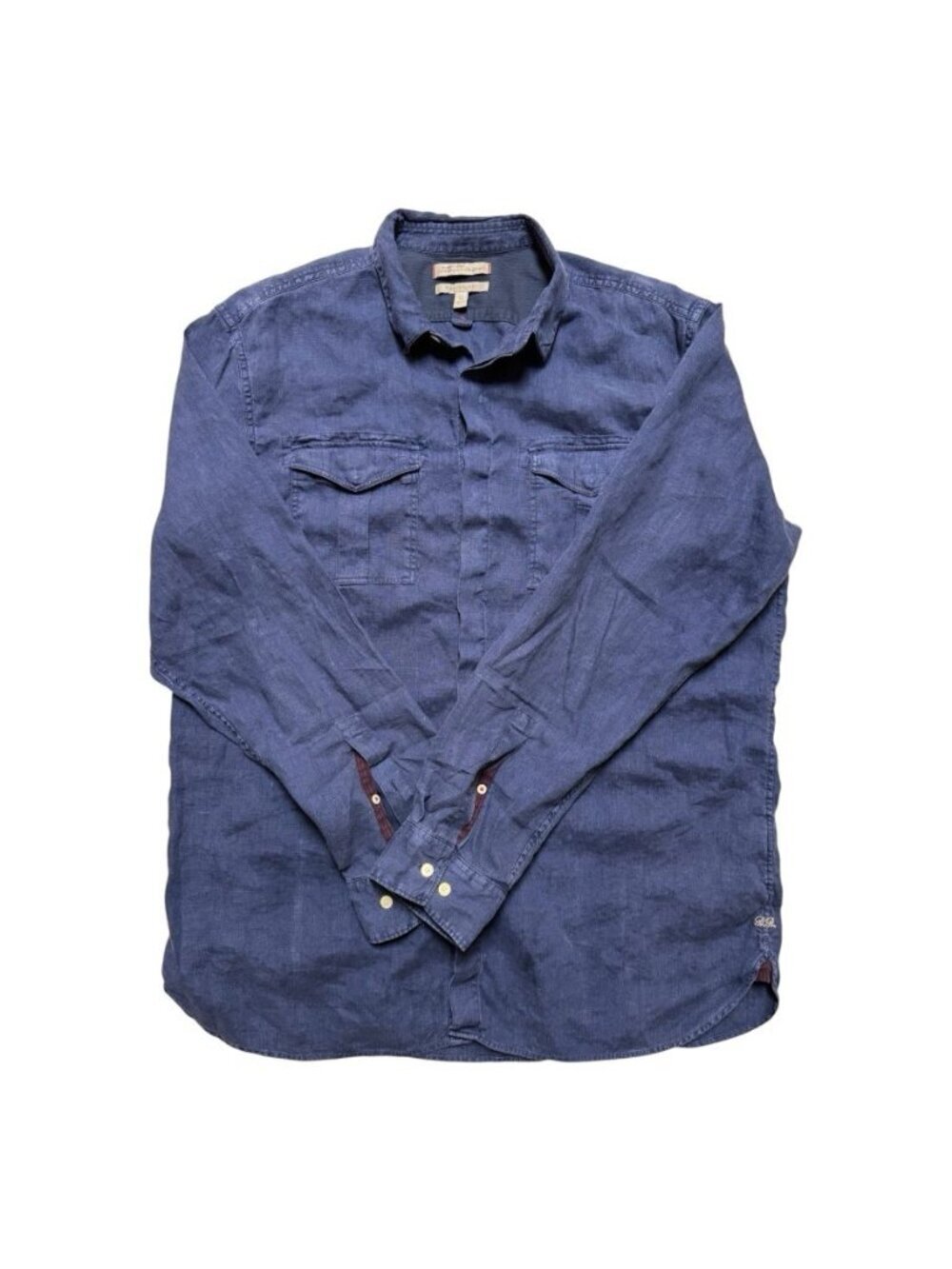 Banana Republic Heritage Linen Shirt Mens XL Blue Tailored Slim Fit